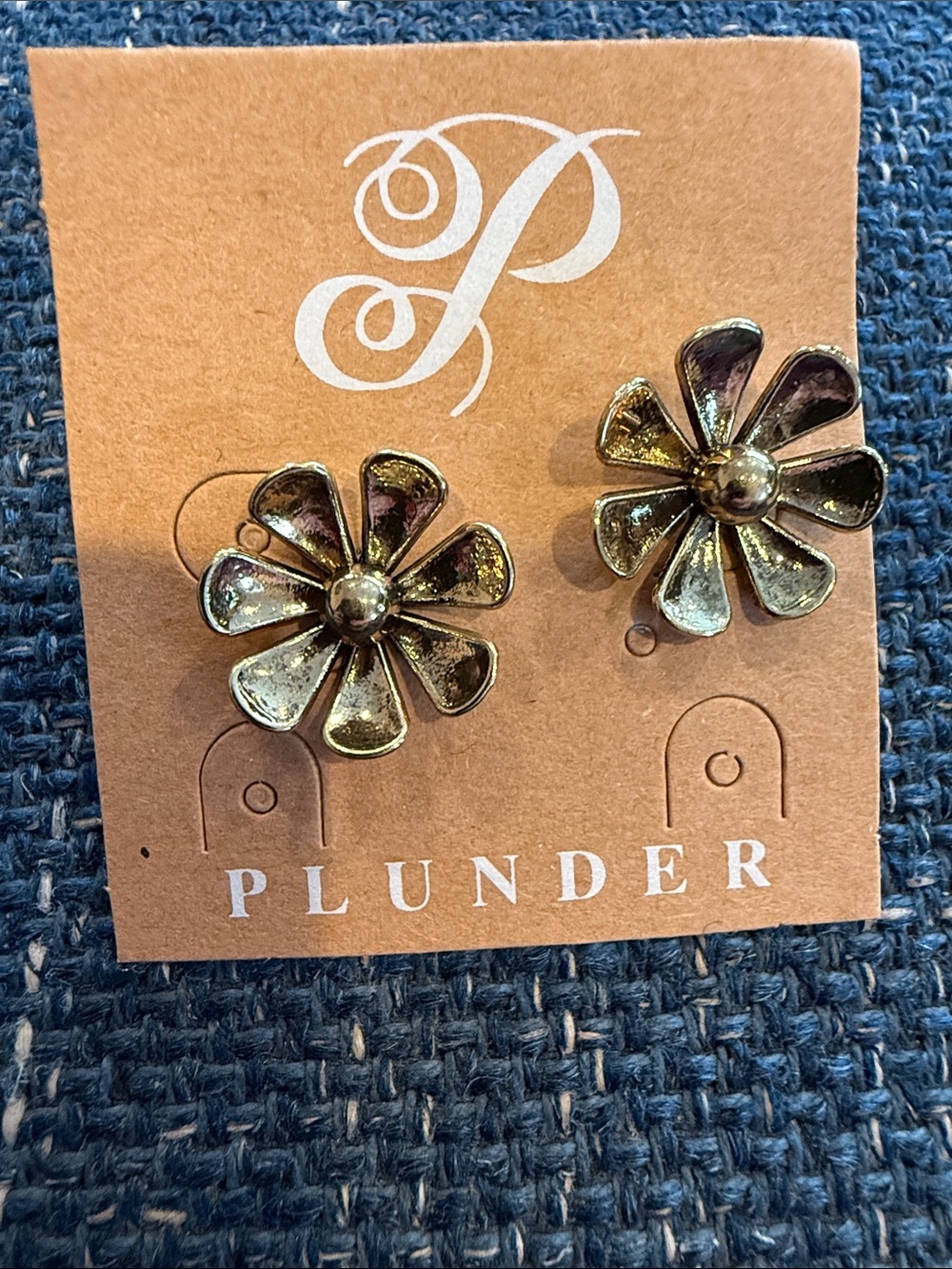 Plunder Gold Floral Petal Stud Earrings